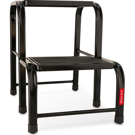 Tabouret plateforme de travail noir antidérapant, 2 marche, 150 kg, BAULICH. (1/5)