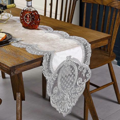 EVAGO Tischdecke aus floralem Samt – elegant, schick, waschbar, Tischset, Tischdecke, Dekoration für Esszimmer, Hochzeit, Party, Bankett, Halloween, Weihnachten (1/5)