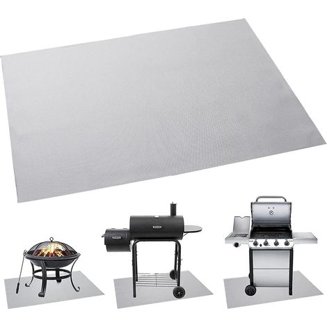 Tapis de Protection Ignifuge pour Feu et Grill - Tapis Grill Anti-Chaleur pour Deck, Patio et BBQ - Fibre de Verre Silicone, 100 x 50 cm, Argent, 170 g
