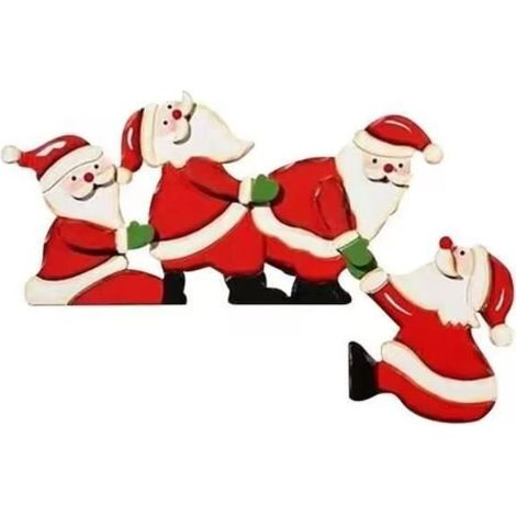 Weihnachtstürdekoration – Weihnachtsmann und Rentier aus Holz – 20 x 13 cm – Für den Innenbereich