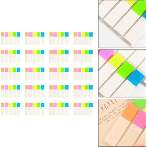 20 Ensembles Notes Autocollantes Étiquettes D'index Bandes De Marqueur De Papier Onglets Autocollants Onglets De Fichiers Onglets Auto-adhésifs Usage Étudiant Dossier Imperméable (1/5)