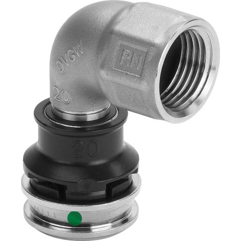 Viega Raxinox-Codo de transición 90 grados, d 16mm, Rp 1/2 acero inoxidable Modelo 4414.11, 723309