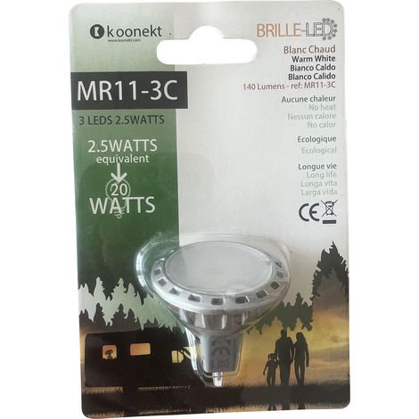 Ampoule LED : Blanc chaud - MR11 3 LED