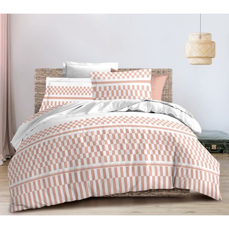 Parure de draps 4P "Louna" lit 140 x 190 Casimir Peche Coton Pur