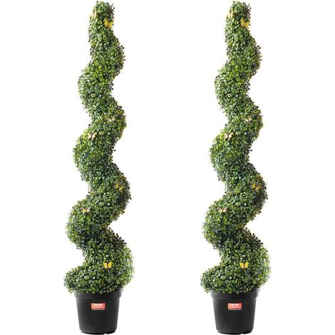 Buis artificiel spirale lot de 2, arbres topiaires 152,4 cm résistants aux UV avec pot pour déco intérieur extérieur (1/5)