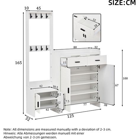 Möbelstück aus MDF in Weiß 125 x 32 x 165 cm HOMAIRE (1/5)