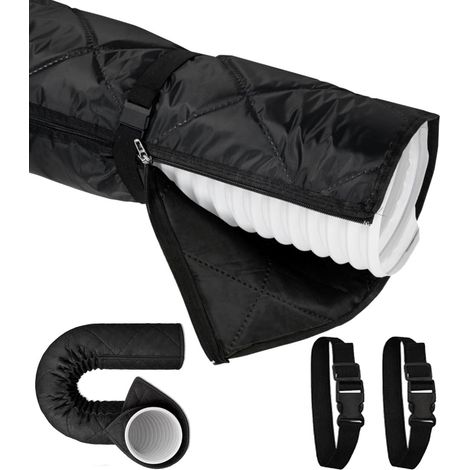 Gaine isolante matelassée pour tuyau de climatiseur,noir,avec 2 sangles à boucle réglables,pour conduit d'évacuation de climatiseur portable de 15 cm de diamètre (1/5)