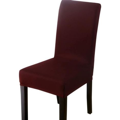 Housse De Chaise - Extensible - Hauteur Dossier 45 À 60 Cm - Longueur Siège 38 À 50 Cm - Largeur Siège 38 À 50 Cm - Chocolat - 6 Pièces (1/2)