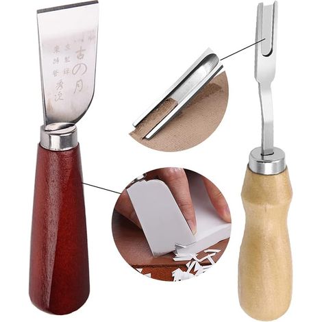 Couteau De Découpe Cuir - Biseau Pour Tranchant Cuir 5,8 mm - Outil De Maroquinerie DIY - Lot De 2 Pièces (1/5)