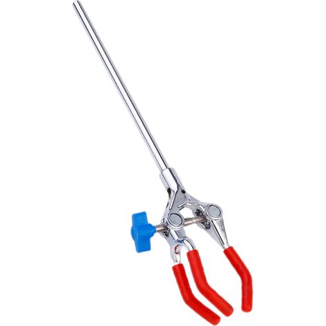Pince de Laboratoire en Acier Inoxydable Argenté à 3 Doigts Réglable et Haute Dureté, Support pour Flacons et Tubes, pour Usage en Laboratoire (1/5)