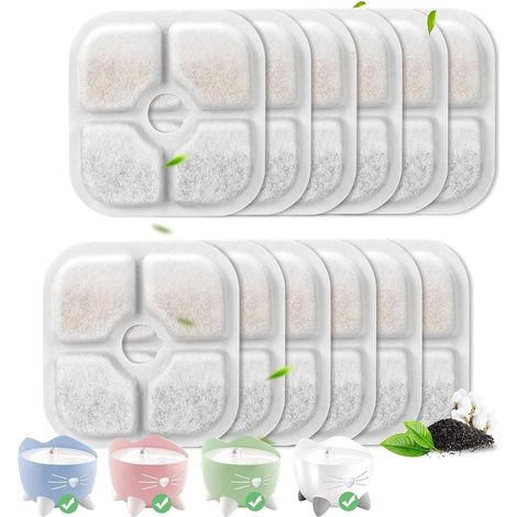 Lot de 16 Filtres pour Fontaine à Chat de 2,5L,Filtre de Rechange pour Fontaine à Chat Avec Résine,Charbon Actif,Système de Filtration à Trois Couches Pour Chat (1/5)
