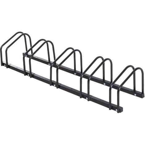 Râtelier 5 vélos range-vélos support rangement vélo à pneu 65 mm dim. 145L x 33l x 27H cm acier noir