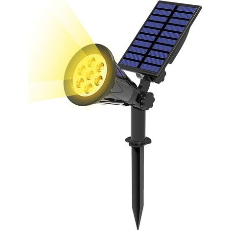 7 LED Solaire Projecteur, 2 en 1 Spot Solaire Exterieur, 3000K Extérieur sans Fil Etanche IP55 Lampe Jardin avec Panneau Solaire 180° Réglable Spot Solaire Extérieur pour Jardin (1/5)