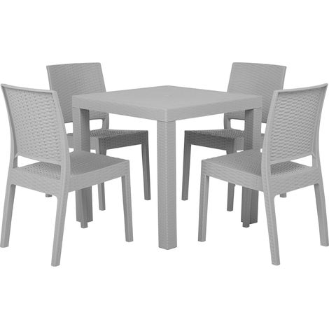 Garden Dining Set 4 Seater FOSSANO Light Grey