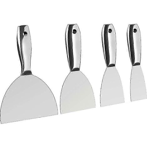 Ensemble de 4 couteaux à mastic, outils de grattage tout-en-un en acier inoxydable poli pour la finition des plaques de plâtre. (1/5)