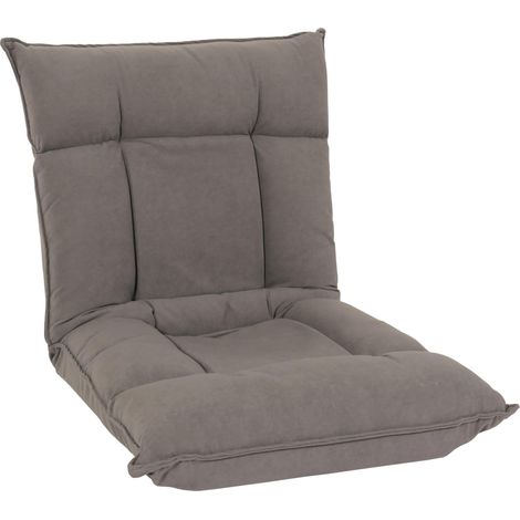 [NUNCA USADO] Sillón de suelo HHG-909, sillón reclinable cojín de suelo sofá plegable 6 posiciones reclinable, estructura robusta terciopelo, gris oscuro (1/5)