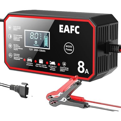 Cargador de batería, reparación de pulsos inteligente, pantalla LCD, 12V 8A (1/2)