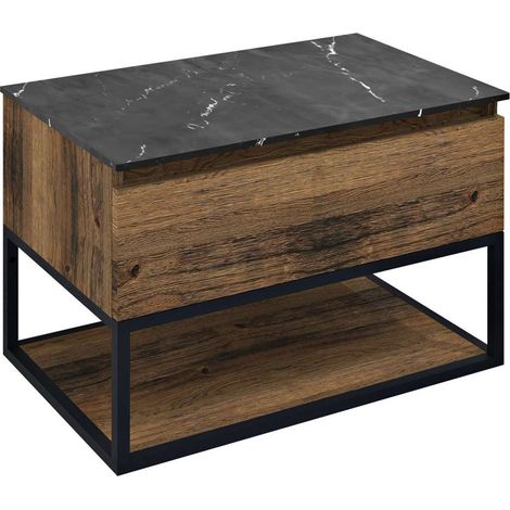 Sapho Skara - Mobiletto da lavabo 80x50x45 cm, 1 cassetto, nero opaco/rovere Collingwood CG008-1919