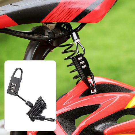 Casque de moto avec serrure à combinaison à 3 chiffres et câble en acier renforcé