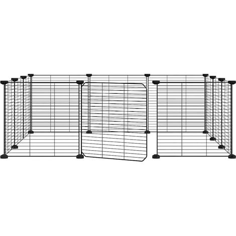 Gabbia per animali con 12 pannelli e porta 35 x 35 cm nera 020041559