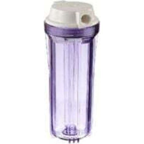 Boîtier transparent avec couvercle plat blanc, adapté aux systèmes d'osmose inverse et de filtration, (1/3)