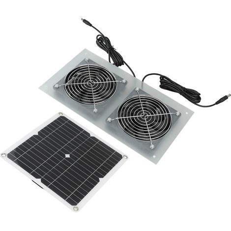 Ventilateur solaire 15W avec double ventilateur efficace pour poulailler, serre, abri de jardin, niche (1/5)