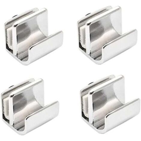 Un ensemble de 4 poignées de porte en verre en alliage de zinc, sans perçage, adaptées aux armoires, penderies et tiroirs, d'une épaisseur de 3 à 5 mm.