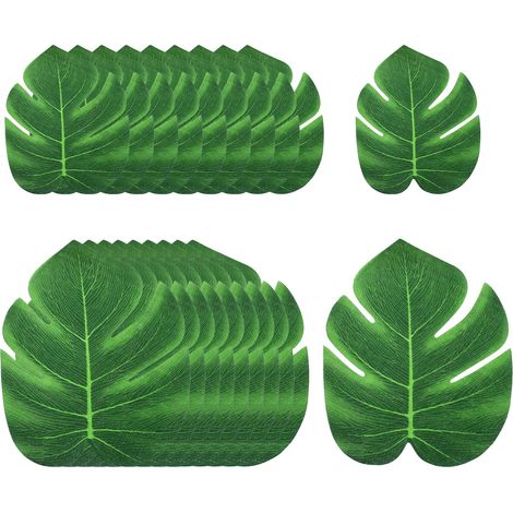 Lot de 20 grandes feuilles de palmier artificielles tropicales décoratives Monstera pour hawaïen, décoration de fête de la jungle et accessoires d'intérieur, décoration de mariage (1/5)