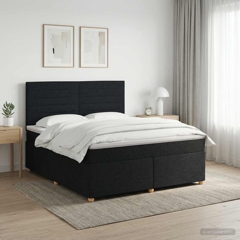 Cama box spring con colchón Negro 140 x 200 cm Tela (1/5)