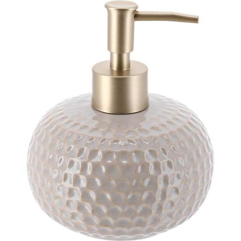 Distributeur a savon en gres laque facon ecaille 440 ml - beige -