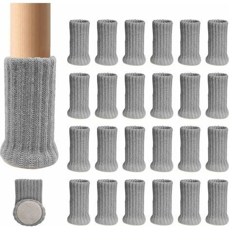 Chaussettes antidérapantes pour pieds de chaises - Évitez les rayures et réduisez le bruit, lot de 24, gris (1/5)