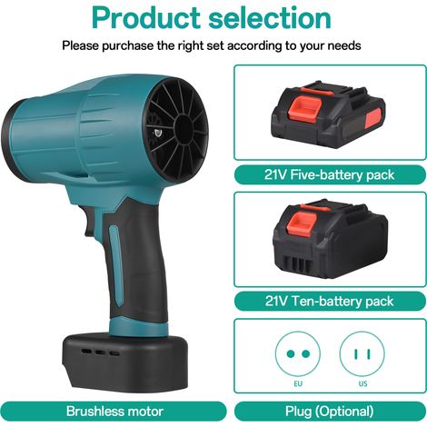 Souffleur d'air électrique portatif sans fil, 35 000 tr/min, vitesse réglable en continu, moteur sans balais, batterie rechargeable 21 V, poignée ergonomique antidérapante pour le nettoyage domestique (1/2)