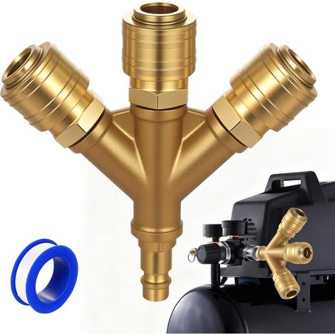 1/4"-Luftverteiler – 1-teilig – vernickeltes Messing – 3-Wege-Verteiler – Werkstatt und Garage (1/5)