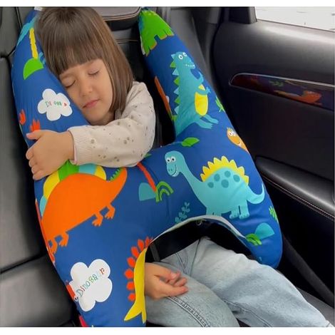 Cuscino da viaggio per bambini in auto, cuscino da viaggio per bambini, sfoderabile e lavabile in lavatrice, cotone, comodo, a forma di H, ideale per viaggi in auto, regalo