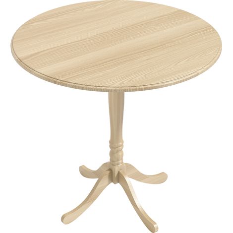 Table à manger Orlencia ronde 4 places élégante baroque effet bois naturel espace optimisé (1/5)