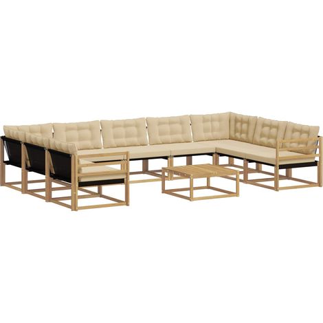 Conjunto de sofás de exterior con cojín 10 pcs y Beige vidaXL (1/5)