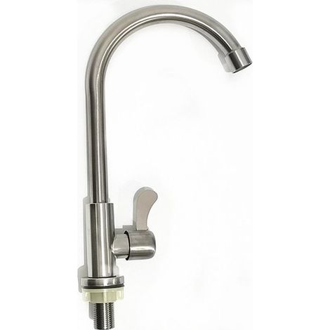 Grifo de cocina redondo, vertical, individual, de acero inoxidable para agua fría, núcleo de cobre, grifo de agua fría de acero inoxidable. (1/4)