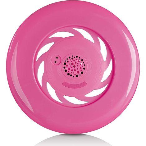 Altavoz Bluetooth Frisbee, impermeable, rosa, alcance de 20 m