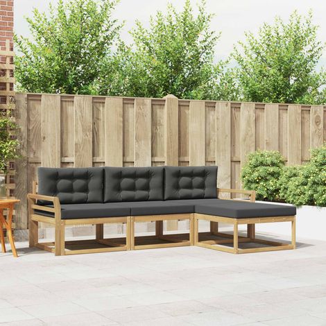 vidaXL Outdoor-Sofagarnitur 4 pcs Weiß und Anthrazit Polyester (1/5)