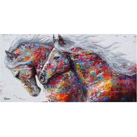 pu ran Impression sur toile moderne sans cadre Chevaux colorés Décoration de la maison Peinture d'art mural 50 cm x 70 cm sans (1/5)
