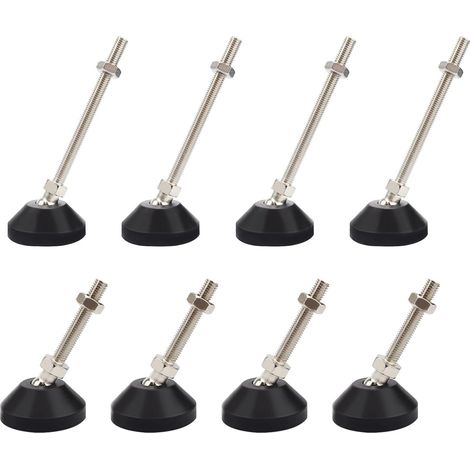 8 Pièce Pied de Table Reglables, Mise à Niveau Portante, Pieds Meuble Cuisine, Acier au Carbone, Artisanat Galvanisé, Pied de Meuble avec Base Antidérapante (1/5)