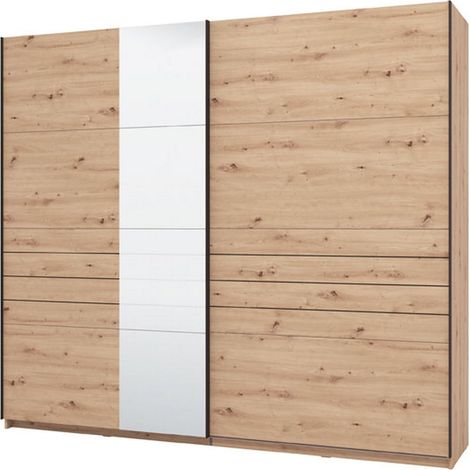 Armario grande Peio, ropero de dormitorio con perchero, 2 estantes, puertas correderas, 245x218h cm, marrón roble nudoso