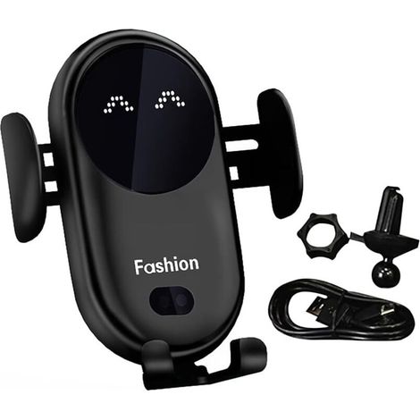 Chargeur de voiture à induction sans fil Ulisem, pince automatique, rotation à 360°, pour iPhone, Samsung, Huawei, LG, tous appareils (Noir) (1/4)