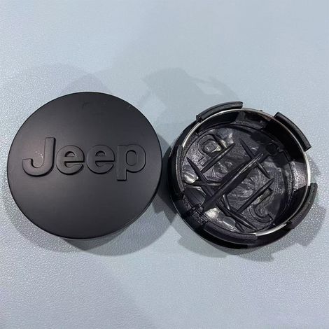 64-mm-Radkappen, kompatibel mit Jeep Compass, Cherokee und Patriot – Felgennabenkappen, Radnabenkappen für Autofelgen, Gummi-Radzubehör, 4er-Set – Mattschwarz