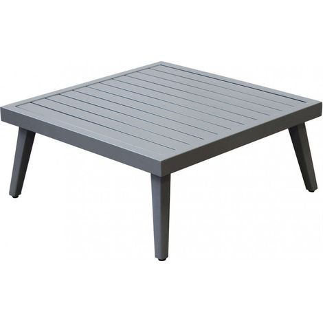 Tavolino basso in alluminio da salotto esterno giardino o terrazza con piano a doghe (1/5)