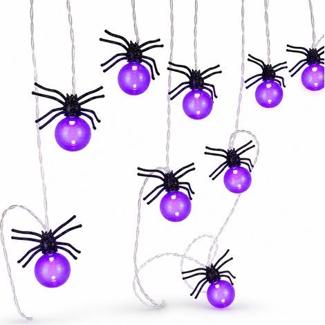 Guirlande lumineuse Halloween 10 m — 100 LED violettes à ampoules bulles araignée (1/5)
