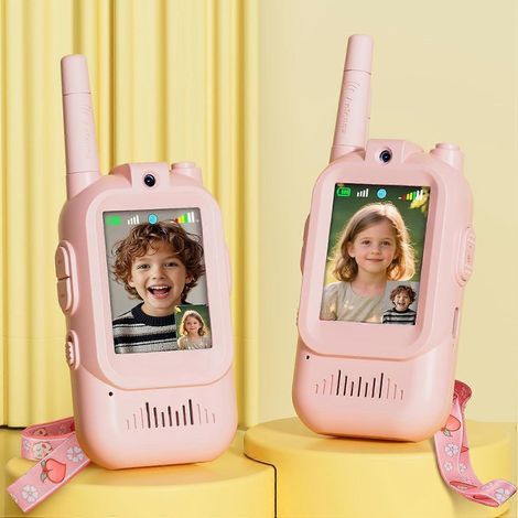 Talkies-walkies pour enfants avec vidéo : lot de 2 jouets rechargeables pour tout-petits avec caméra HD et changeur de voix, jouet cadeau longue portée pour garçons et filles de 3 à 8 ans. (1/5)