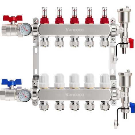 Collecteur Plancher Chauffage Acier Inoxydable 5 Circuits (1/5)