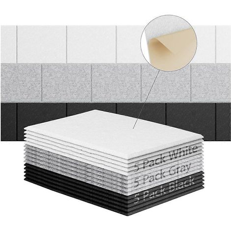 15er-Pack Akustikwandpaneele, 12 x 8 x 4 Zoll, selbstklebend, 3 Farben