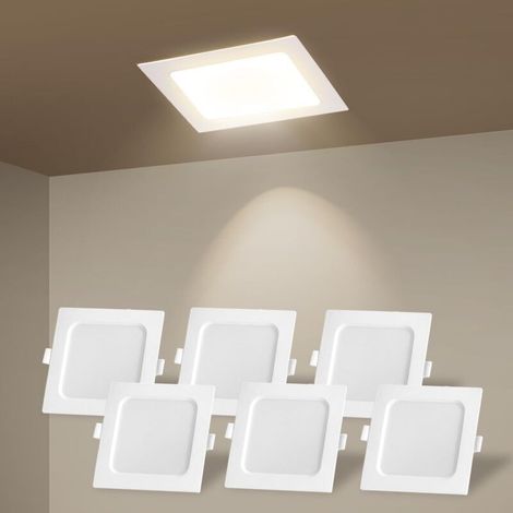 Spot LED encastrable, 6 W, 620 lm, 4 000 K, lumière naturelle, spots LED encastrables, plafonniers, LED, convient pour salon, cuisine, couloir, chambre, diamètre 95-100 mm, lot de 6 (1/4)